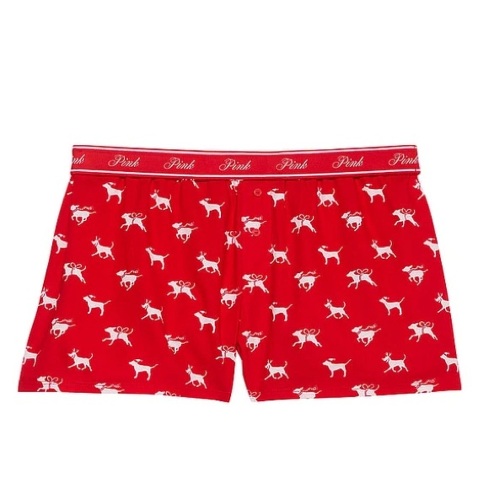 PINK Victoria's Secret Red Dog Print Pajama Shorts